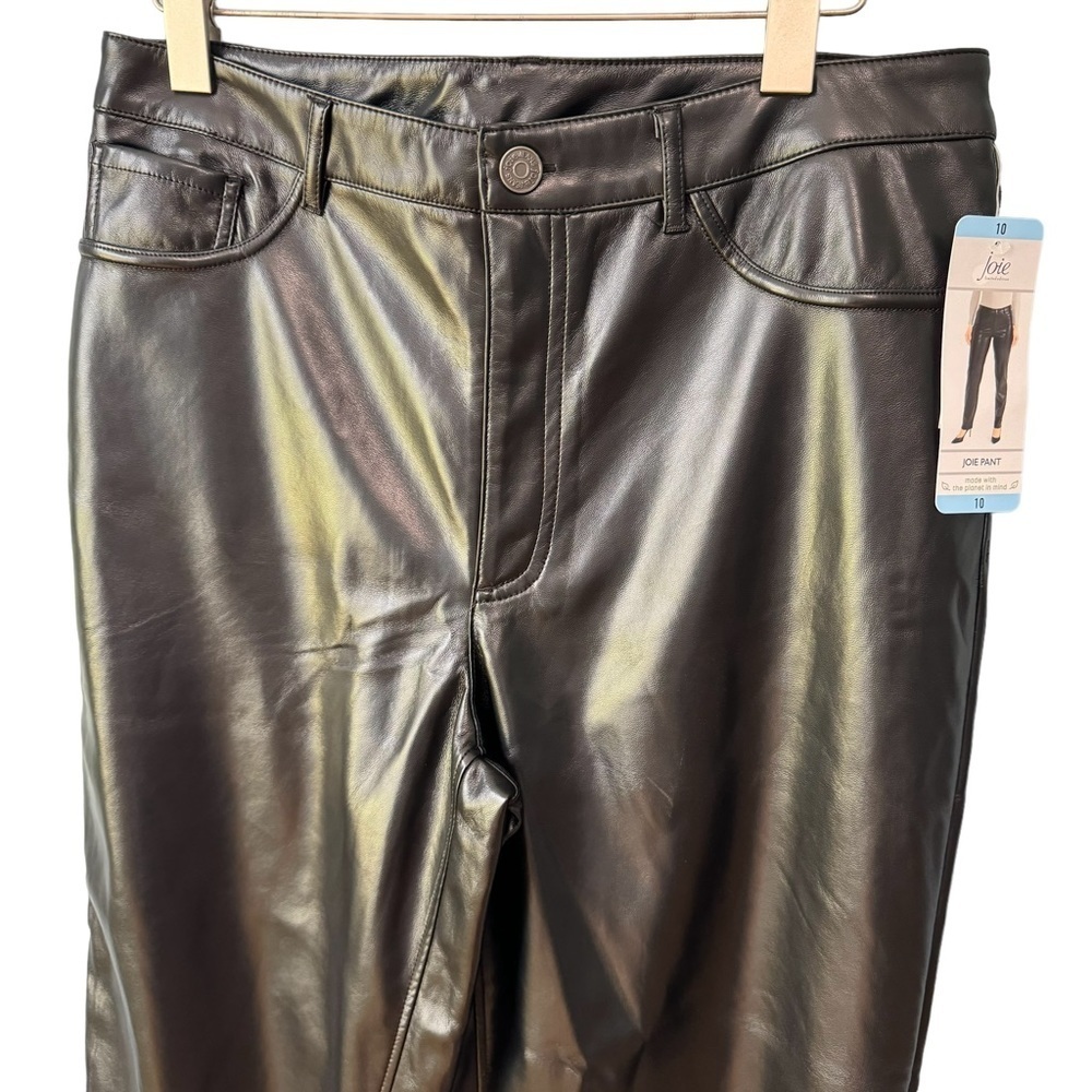 JOIE Limited Edition Faux Leather Straight Leg Pants in Black. High Rise NWT. 10 - Picture 4 of 16